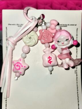 Custom Made Skull Panda Pink Charm, great for Keys, Bags, Phones.